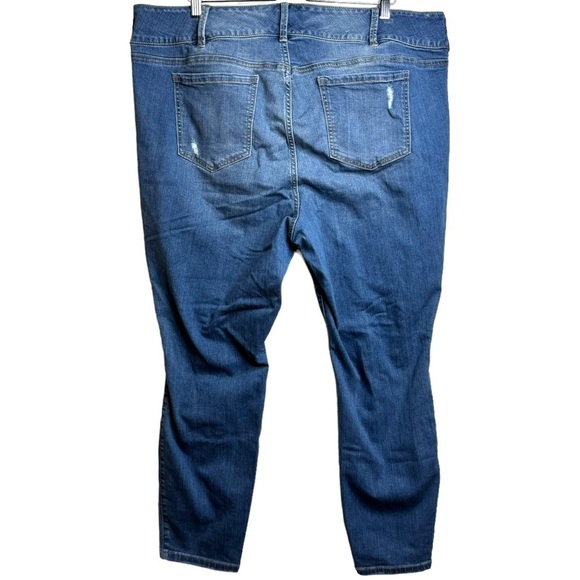Torrid Distressed Ripped Stretch High Rise Skinny Leg Blue Jeggings 24 Regular - Picture 3 of 16